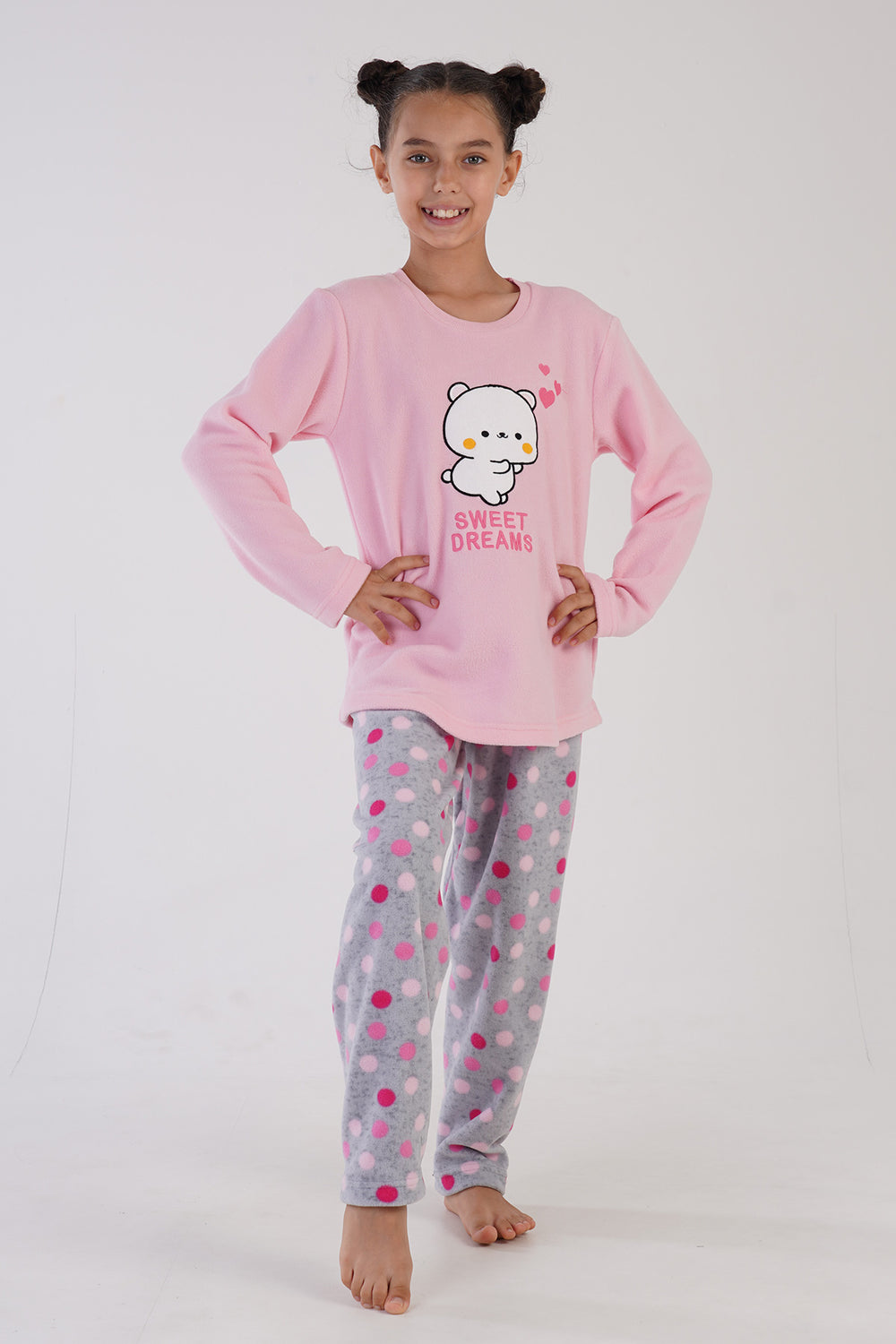 KIZ COCUK POLAR UZUN KOL PIJAMA TAKIM(7 - 8/13 - 14) 304151 - Vienetta1.GrupPINK