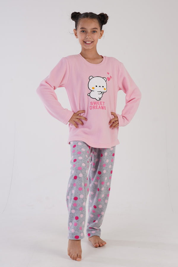 KIZ COCUK POLAR UZUN KOL PIJAMA TAKIM(7 - 8/13 - 14) 304151 - Vienetta1.GrupPINK