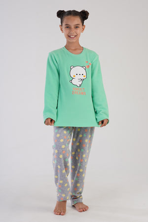 KIZ COCUK POLAR UZUN KOL PIJAMA TAKIM(7 - 8/13 - 14) 304151 - Vienetta1.GrupYESIL
