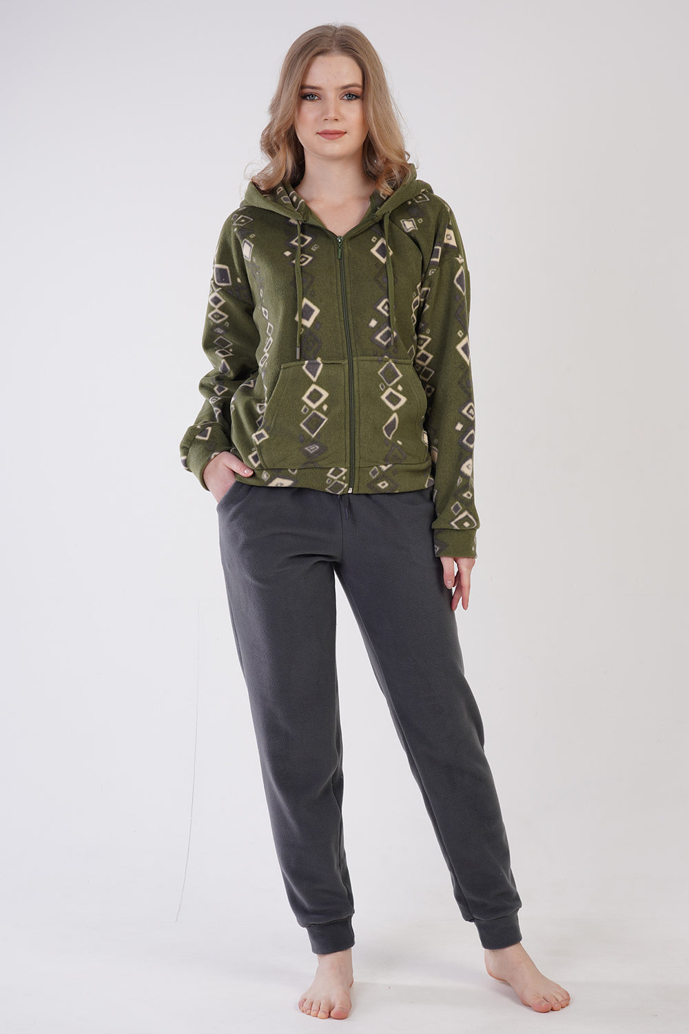 KADIN POLAR UZUN KOL PIJAMA TAKIM 304157 - Vienetta1.GrupHAKI