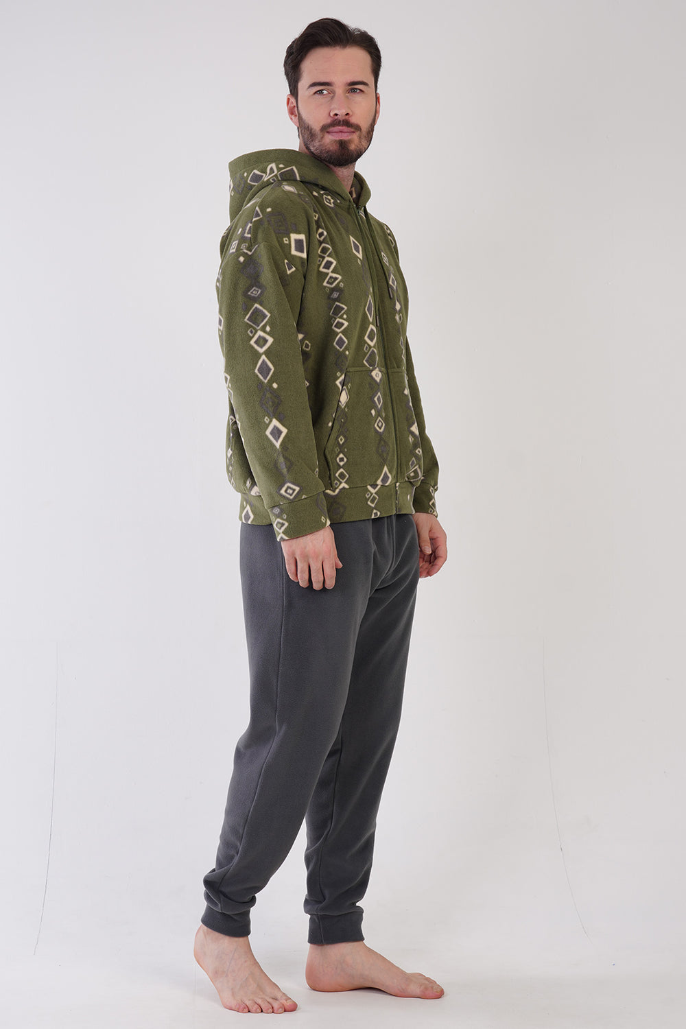 Man Benna Fleece Zipper Detail Pyjama Set