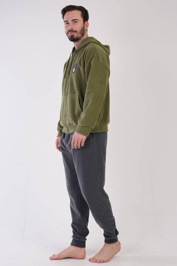 ERKEK POLAR UZUN KOL PIJAMA TAKIM 304159 - Vienetta1.GrupHAKI