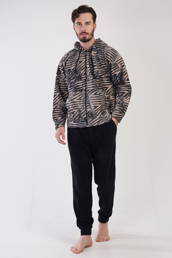 ERKEK POLAR UZUN KOL PIJAMA TAKIM 304168 - Vienetta1.GrupSIYAH