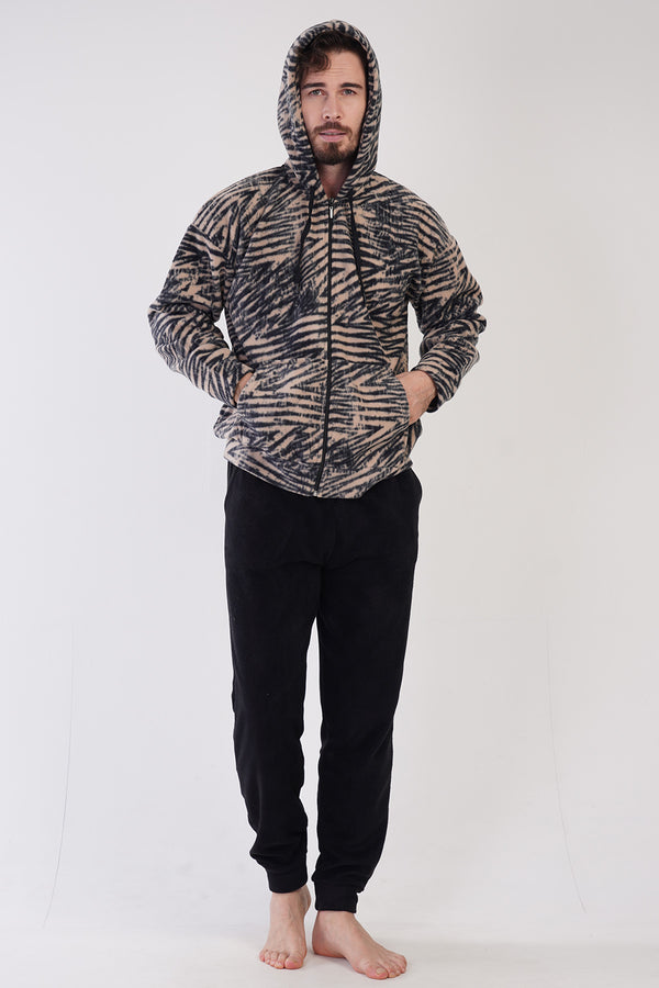 ERKEK POLAR UZUN KOL PIJAMA TAKIM 304168 - Vienetta1.GrupSIYAH