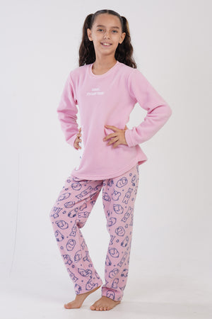 KIZ COCUK POLAR UZUN KOL PIJAMA TAKIM(7 - 8/13 - 14) 304172 - Vienetta1.GrupPEMBE
