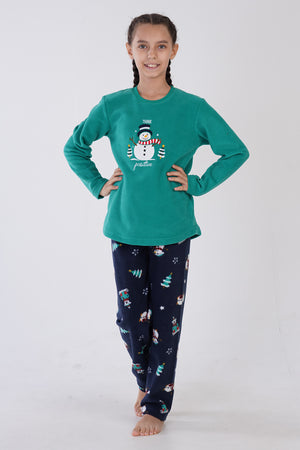 KIZ COCUK POLAR UZUN KOL PIJAMA TAKIM(7 - 8/15 - 16) 305002 - Vienetta1.GrupYESIL