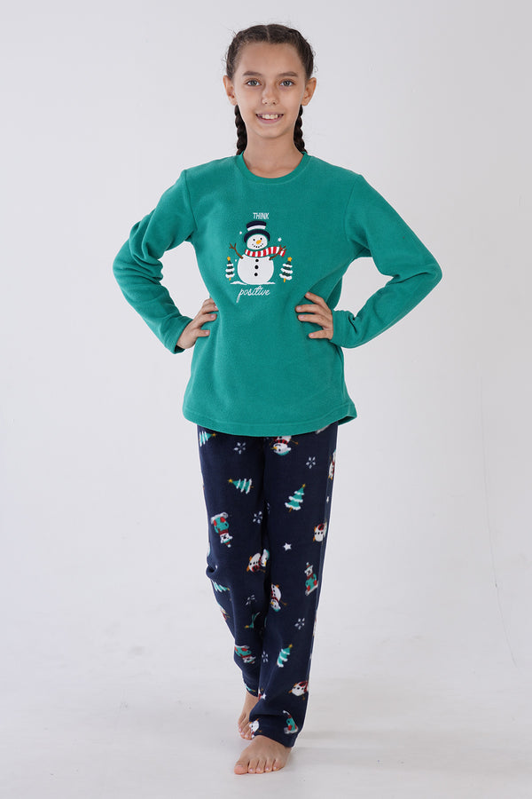 KIZ COCUK POLAR UZUN KOL PIJAMA TAKIM(7 - 8/15 - 16) 305002 - Vienetta1.GrupYESIL