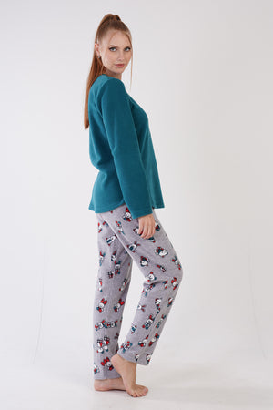 KADIN POLAR UZUN KOL PIJAMA TAKIM 305003 - Vienetta1.GrupPETROL