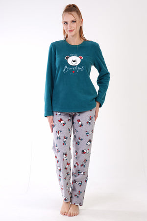KADIN POLAR UZUN KOL PIJAMA TAKIM 305003 - Vienetta1.GrupPETROL