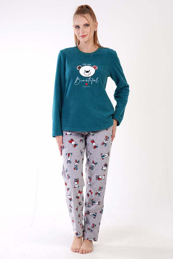 KADIN POLAR UZUN KOL PIJAMA TAKIM 305003 - Vienetta1.GrupPETROL