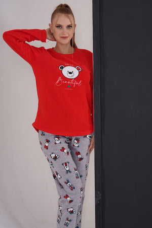 KADIN POLAR UZUN KOL PIJAMA TAKIM 305003 - Vienetta1.GrupPETROL