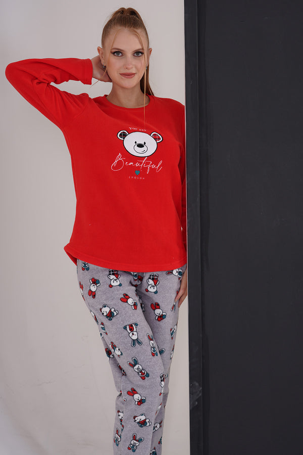 KADIN POLAR UZUN KOL PIJAMA TAKIM 305003 - Vienetta1.GrupPETROL