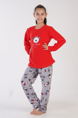KIZ COCUK POLAR UZUN KOL PIJAMA TAKIM(9 - 10/15 - 16) 305004 - Vienetta1.GrupY.NARCICEK