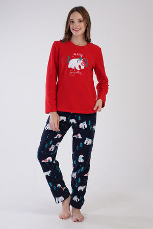 KADIN POLAR UZUN KOL PIJAMA TAKIM 305007 - Vienetta1.GrupVISNE