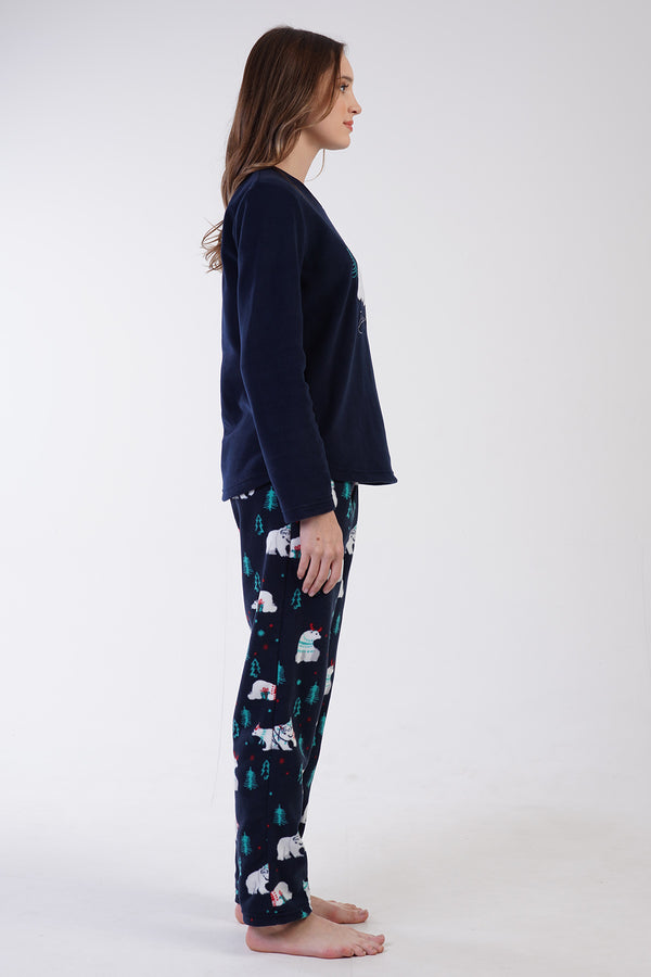 KADIN POLAR UZUN KOL PIJAMA TAKIM 305007 - Vienetta1.GrupVISNE