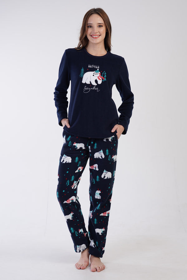 KADIN POLAR UZUN KOL PIJAMA TAKIM 305007 - Vienetta1.GrupVISNE