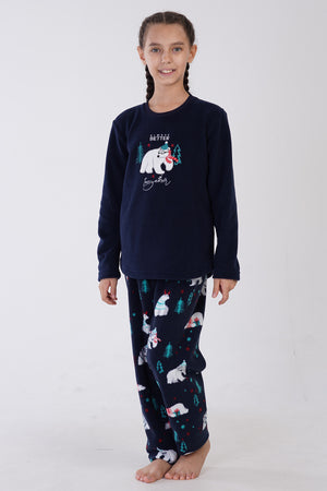 KIZ COCUK POLAR UZUN KOL PIJAMA TAKIM 305009 - Vienetta1.GrupINDIGO