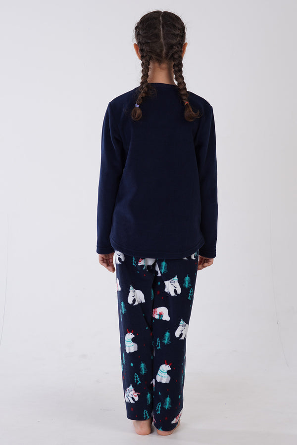KIZ COCUK POLAR UZUN KOL PIJAMA TAKIM 305009 - Vienetta1.GrupINDIGO