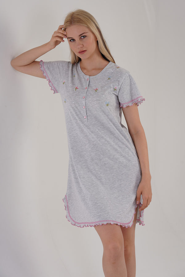 KADIN PATLI KISA KOL TUNIK 305101 - Vienetta1.GrupGRAY MELANGE
