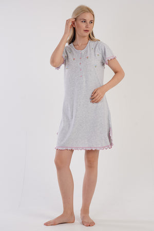 KADIN PATLI KISA KOL TUNIK 305101 - Vienetta1.GrupGRAY MELANGE