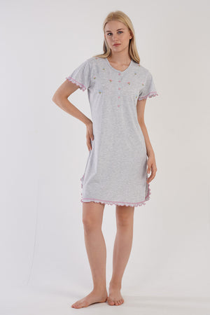 KADIN PATLI KISA KOL TUNIK 305101 - Vienetta1.GrupGRAY MELANGE