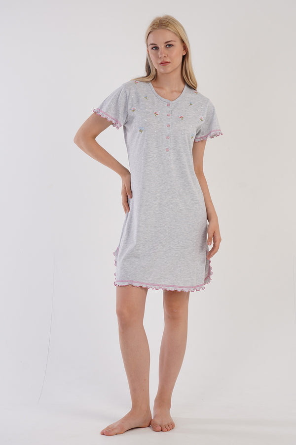 KADIN PATLI KISA KOL TUNIK 305101 - Vienetta1.GrupGRAY MELANGE