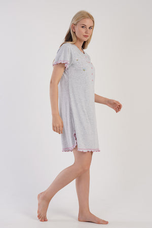 KADIN PATLI KISA KOL TUNIK 305101 - Vienetta1.GrupGRAY MELANGE