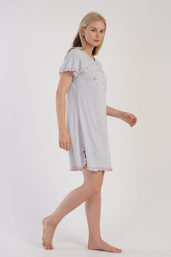 KADIN PATLI KISA KOL TUNIK 305101 - Vienetta1.GrupGRAY MELANGE