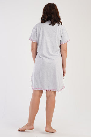 KADIN XXL PATLI KISA KOL TUNIK 305102 - Vienetta1.GrupGRAY MELANGE