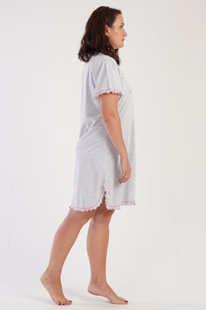 KADIN XXL PATLI KISA KOL TUNIK 305102 - Vienetta1.GrupGRAY MELANGE