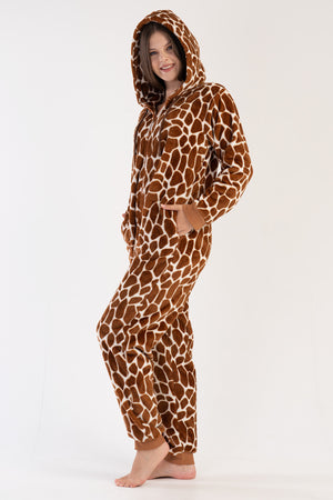 Woman Soft Fleece Leopard Jumpsuit
