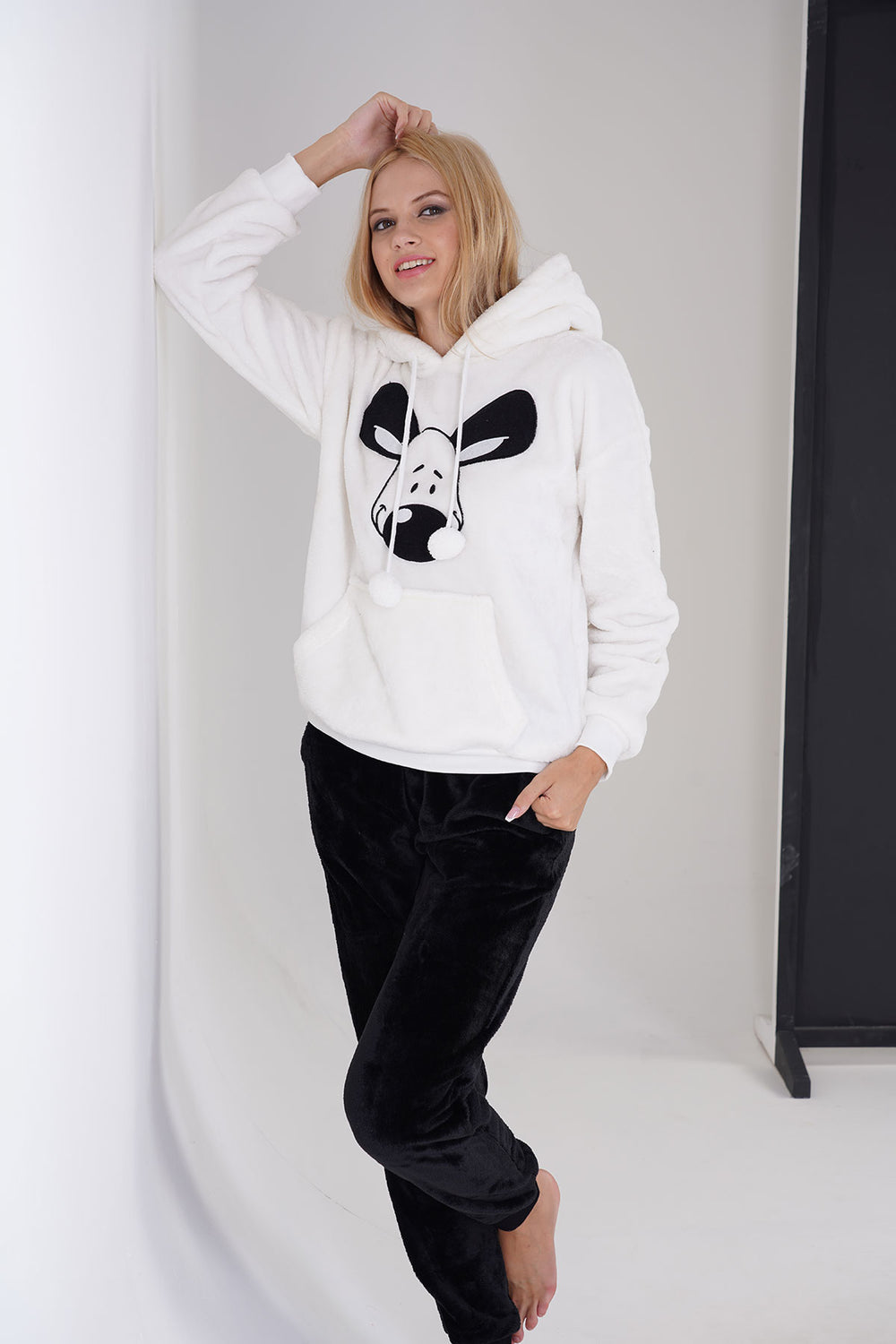 KADIN SOFT UZUN KOL PIJAMA TAKIM 305216 - Vienetta1.GrupBEYAZ
