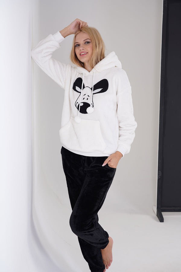 KADIN SOFT UZUN KOL PIJAMA TAKIM 305216 - Vienetta1.GrupBEYAZ