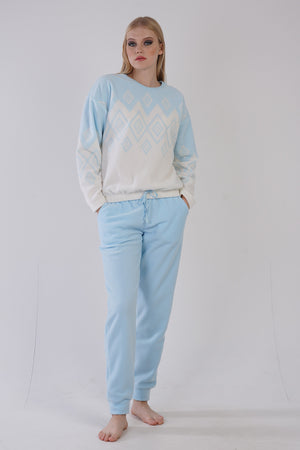 KADIN POLAR UZUN KOL PIJAMA TAKIM 305217 - Vienetta1.GrupMAVI