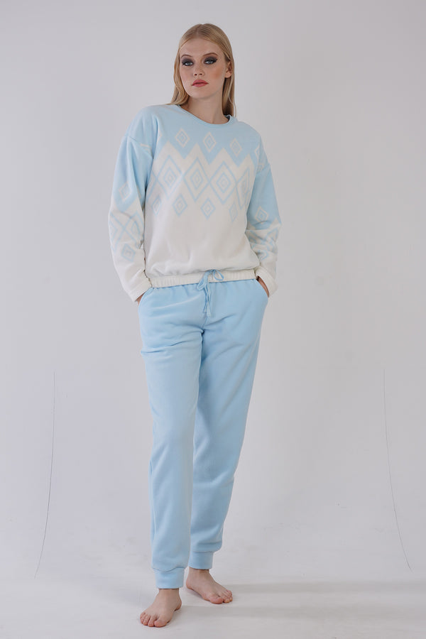 KADIN POLAR UZUN KOL PIJAMA TAKIM 305217 - Vienetta1.GrupMAVI