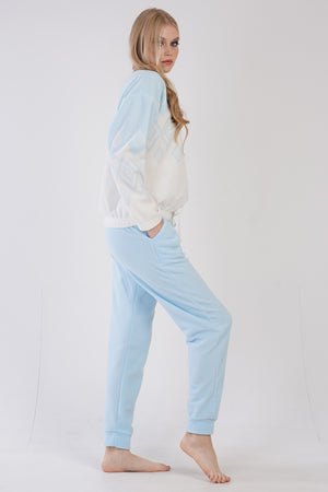 KADIN POLAR UZUN KOL PIJAMA TAKIM 305217 - Vienetta1.GrupMAVI