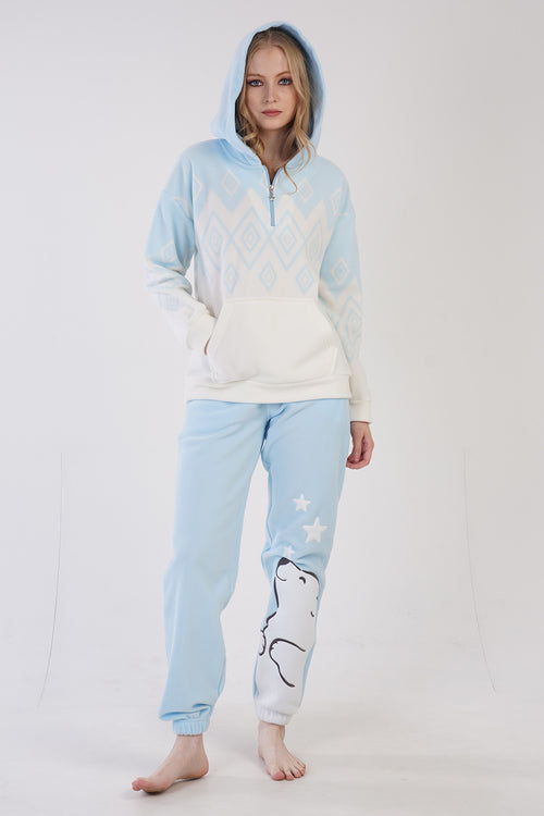 KADIN POLAR UZUN KOL PIJAMA TAKIM 305218 - Vienetta1.GrupMAVI