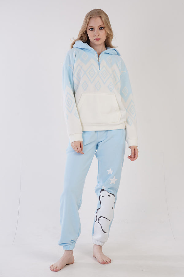 KADIN POLAR UZUN KOL PIJAMA TAKIM 305218 - Vienetta1.GrupMAVI