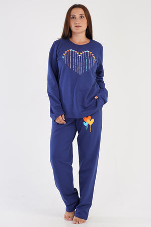 KADIN 2IPLIK XXL UZUN KOL PIJAMA TAKIM 305221 - Vienetta1.Grup1193INDIGO