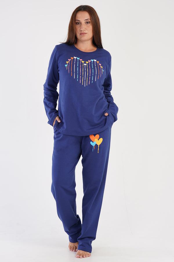 KADIN 2IPLIK XXL UZUN KOL PIJAMA TAKIM 305221 - Vienetta1.Grup1193INDIGO