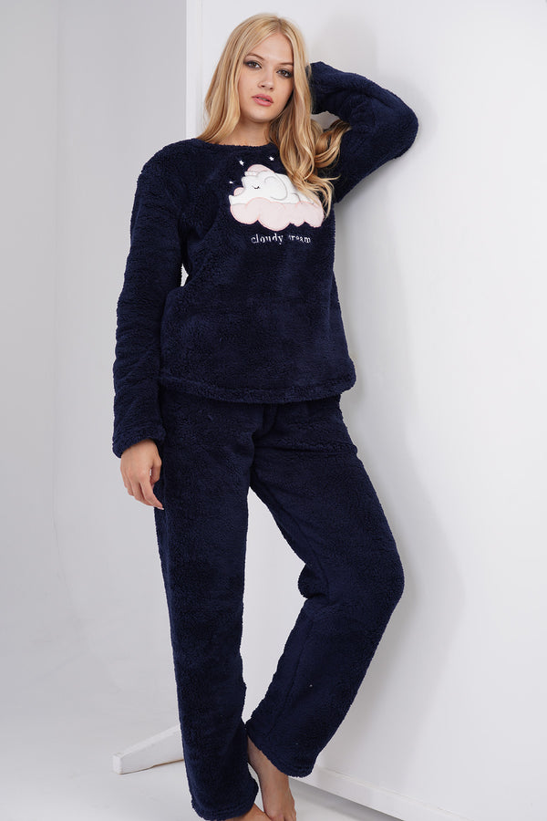 KADIN SOFT UZUN KOL PIJAMA TAKIM 306044 - Vienetta1.GrupKOYU LACIVERT