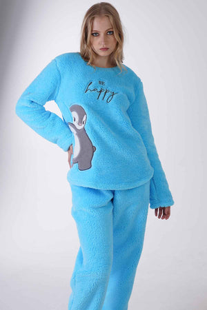 KADIN WELSOFT UZUN KOL PIJAMA TAKIM 306056 - Vienetta1.GrupTURKUAZ