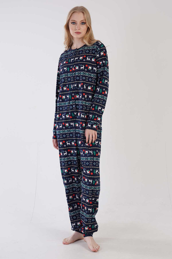 Woman Supreme Buttoned Christmas Pattern Jumpsuit
