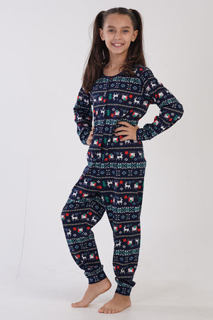 Kids' Girl Supreme Buttoned Christmas Pattern Jumpsuit