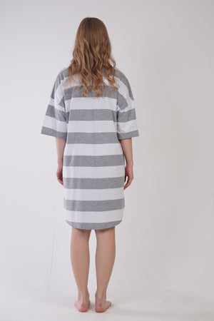 KADIN SUPREM KISA KOL GOMLEK TUNIK 309018 - Vienetta1.GrupGRAY MELANGE