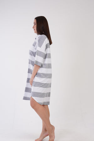 KADIN SUPREM XXL KISA KOL GOMLEK TUNIK 309019 - Vienetta1.GrupGRAY MELANGE