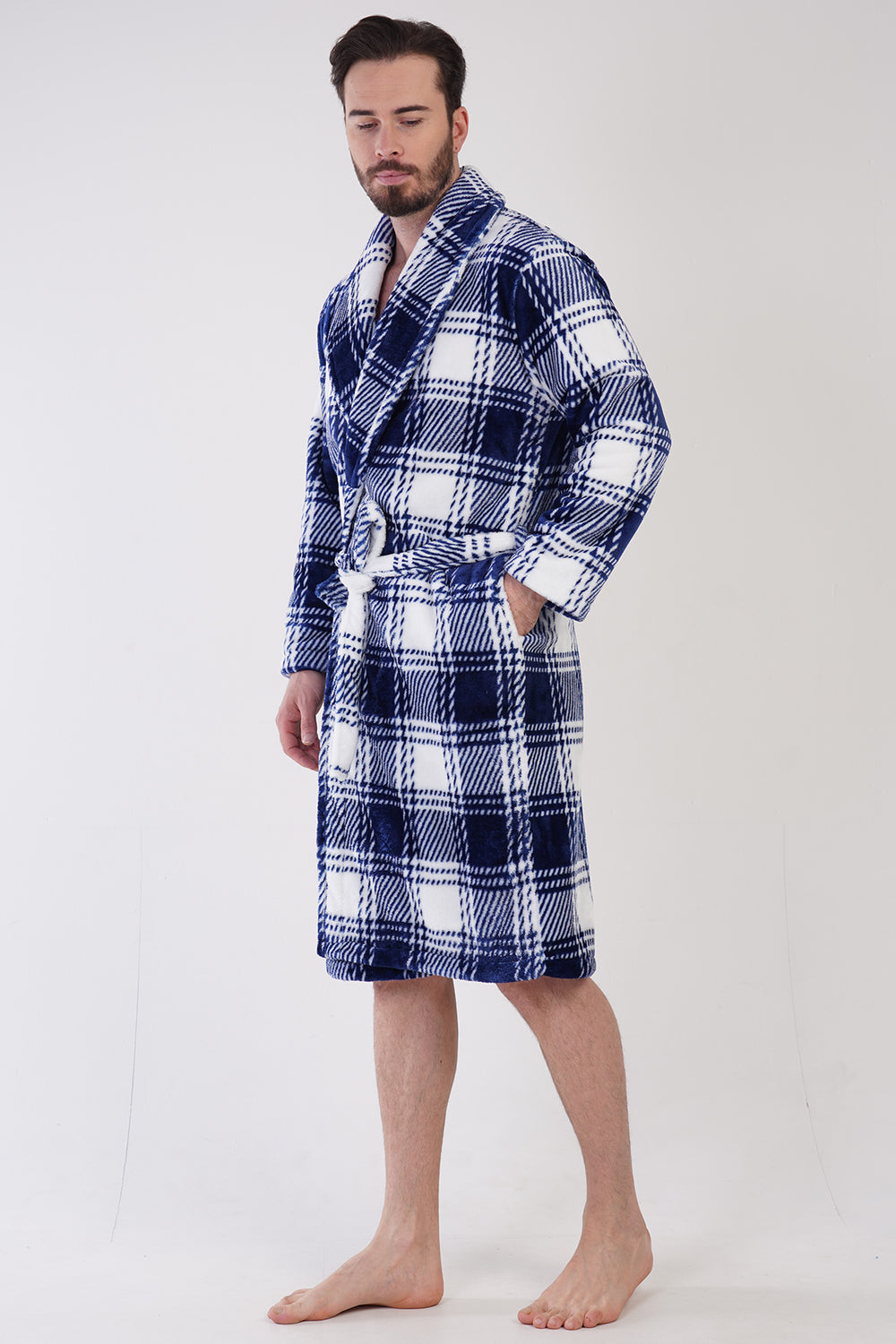 Man Indigo Soft Long Sleeve Dressing Gown
