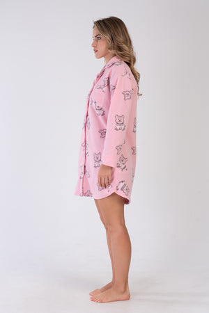 KADIN POLAR UZUN KOL GOMLEK TUNIK 311079 - Vienetta1.GrupPINK