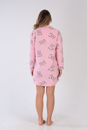 KADIN POLAR UZUN KOL GOMLEK TUNIK 311079 - Vienetta1.GrupPINK