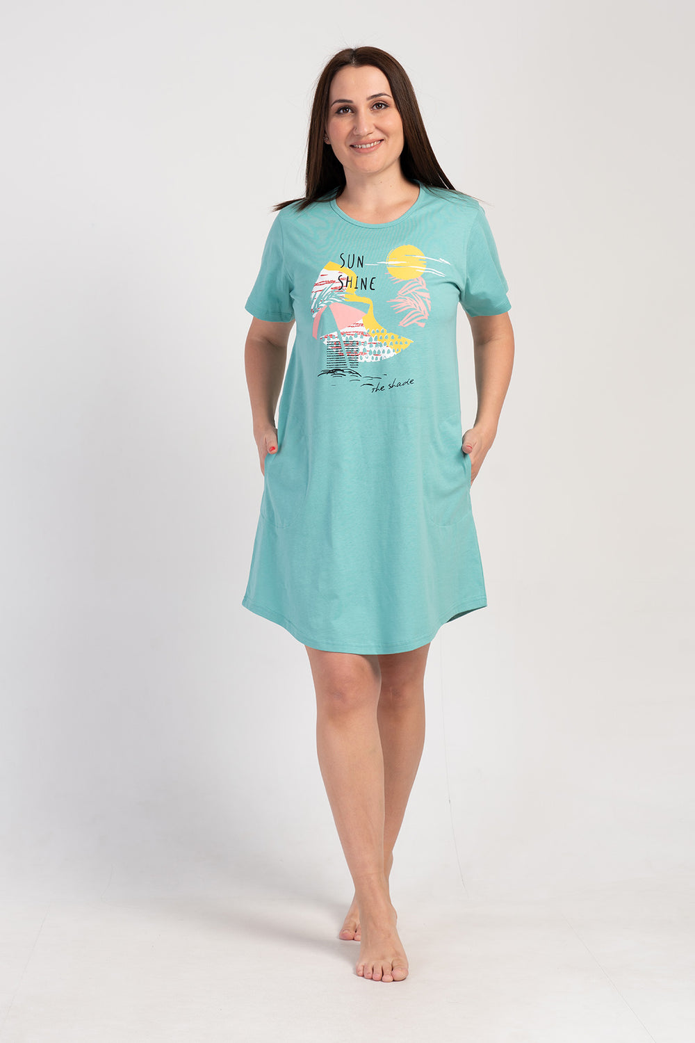 KADIN XXL KISA KOL TUNIK 311107 - Vienetta1.GrupSILVER PINE